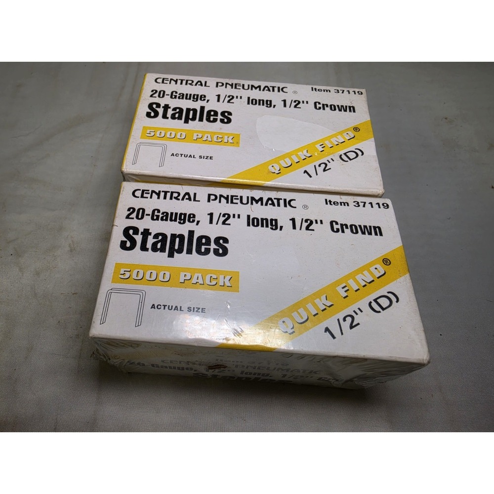Central Pneumatic 10,000 Pc. Staples 20 Gauge 1/2" Length 1/2" Crown New